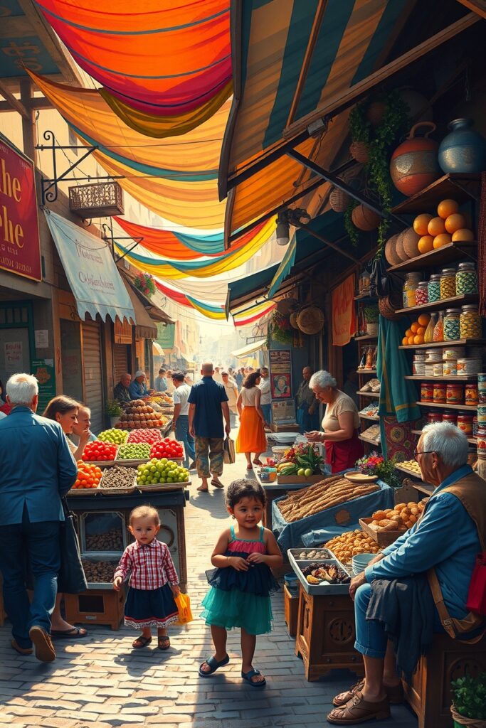 Crowded Market Filled with Vibrant Faces – free AI stock image