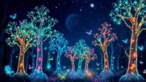 Crystal Forest of Ethereal Beings – free AI stock image