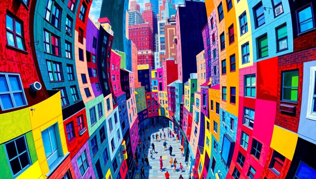 Cubist City Life – free AI stock image