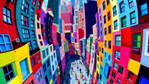 Cubist City Life – free AI stock image