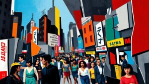 Cubist City Life: A Fragmented View – free AI stock image