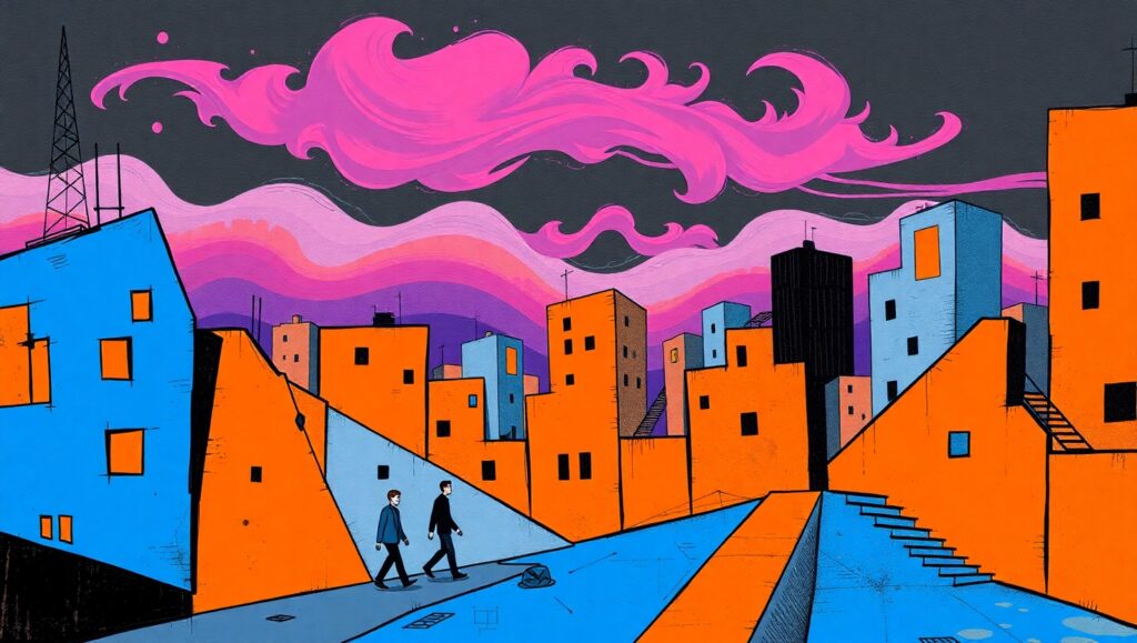 Cubist City Life in Fragments – free AI stock image