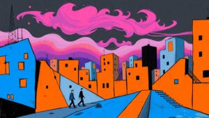 Cubist City Life in Fragments – free AI stock image