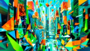 Cubist Cityscape in Fragmented Form – free AI stock image