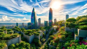 Cubist Landscape: Nature Meets Urban – free AI stock image