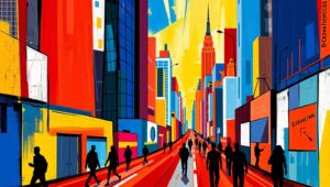 Cubist Urban Chaos – free AI stock image