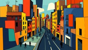 Cubist Urban Fragmentation – free AI stock image