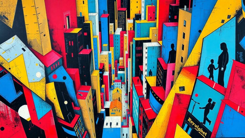 Cubist Urban Symphony – free AI stock image