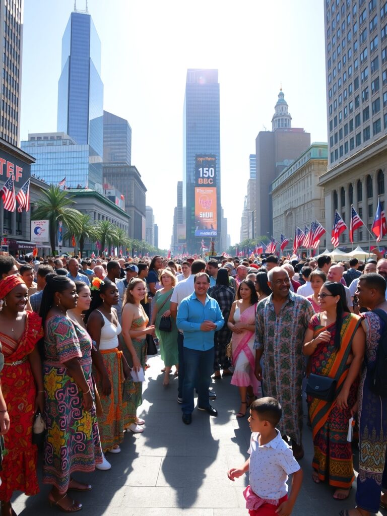 Cultural Diversity in Urban Gathering – free AI stock image