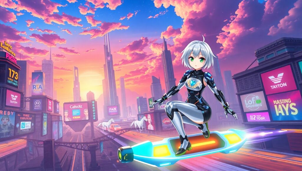 Cyber Sunset Adventures – free AI stock image