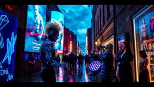 Cyberpunk Alley Symphony – free AI stock image