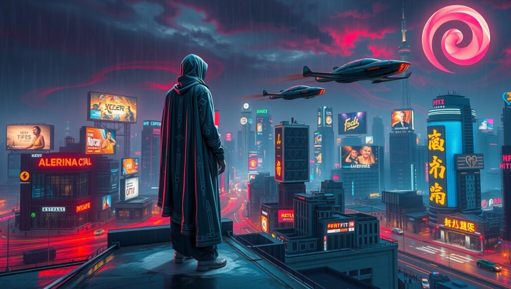 Cyberpunk Dreams in Neon Lights – free AI stock image