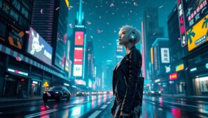Cyberpunk Dreams Under Stars – free AI stock image