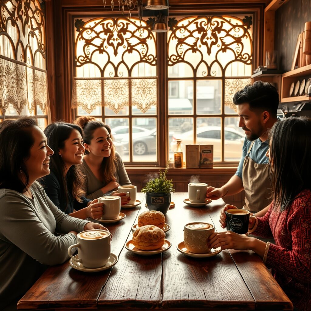 Daily Coffee Ritual in a Cozy Café – free AI stock image