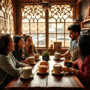 Daily Coffee Ritual in a Cozy Café – free AI stock image