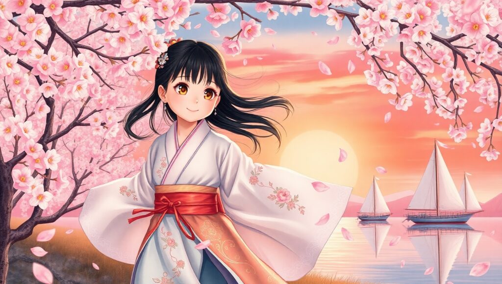 Dance of the Cherry Blossoms – free AI stock image