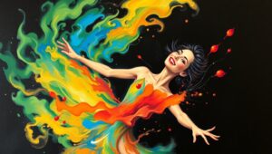 Dancer in Motion: A Colorful Abstract – free AI stock image