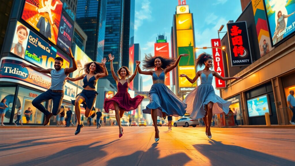 Dancers in Motion on City Streets – free AI stock image