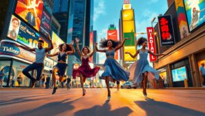 Dancers in Motion on City Streets – free AI stock image