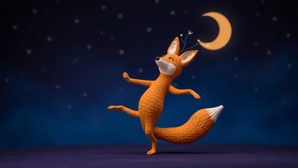 Dancing Fox Under Starry – free AI stock image