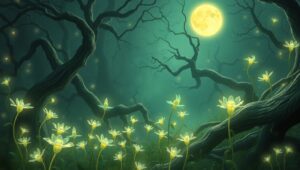 Dancing Spirits of the Moonlit Forest – free AI stock image