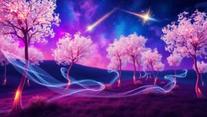 Dancing Trees in a Starry Night – free AI stock image