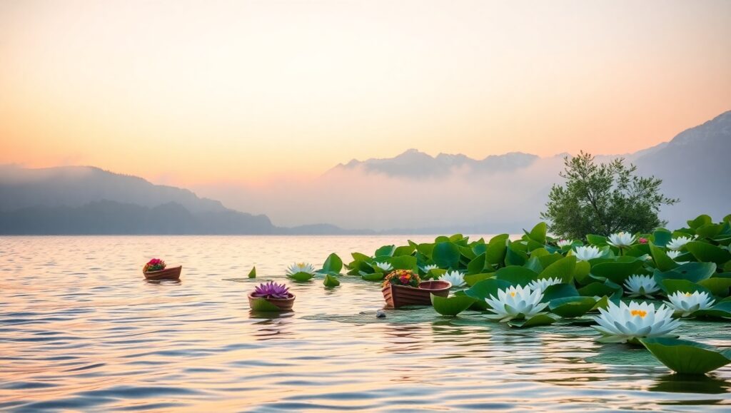 Dawn at the Serene Lakeside – free AI stock image