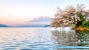 Dawn by the Serene Lake – free AI stock image