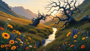 Dawn in the Hidden Valley – free AI stock image