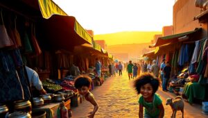 Dawn in the Marketplace – free AI stock image