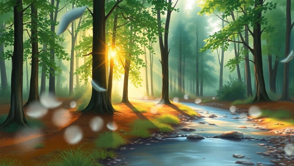 Dawn in the Misty Forest – free AI stock image