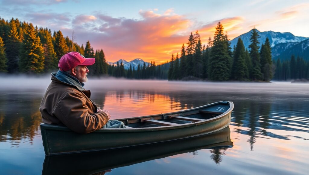 Dawn Reflection at Tranquil Lake – free AI stock image