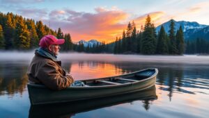 Dawn Reflection at Tranquil Lake – free AI stock image