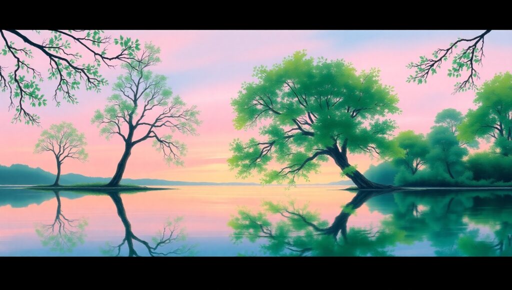 Dawn Reflections on Serene Lake d1s – free AI stock image
