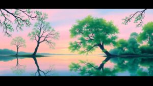 Dawn Reflections on Serene Lake d1s – free AI stock image