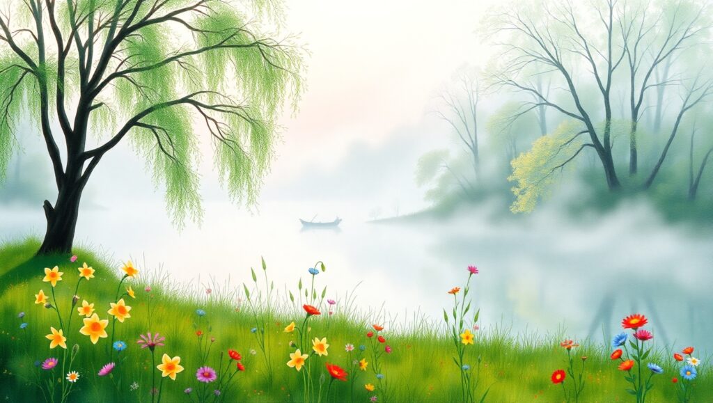 Dawn Serenity by the Lake – free AI stock image