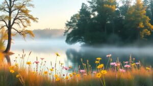 Dawn Serenity by the Lake – free AI stock image