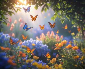 Delicate Dance of Colorful Butterflies – free AI stock image