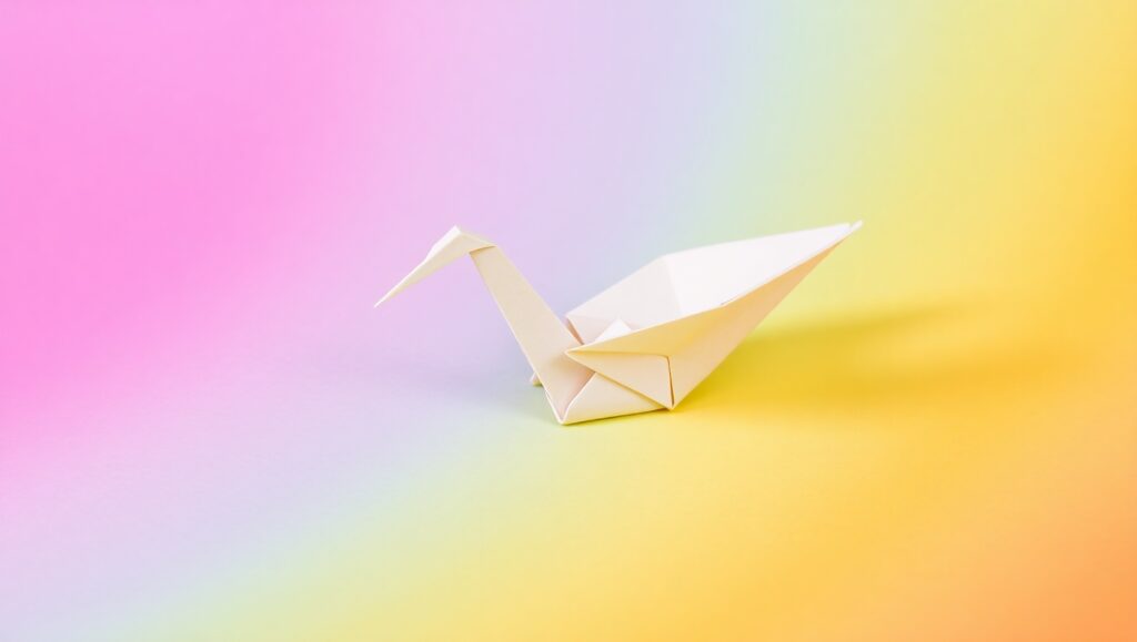 Delicate Origami Crane on Paper – free AI stock image
