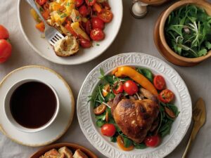 Delicious Family Feast on a Rustic Table – free AI stock image