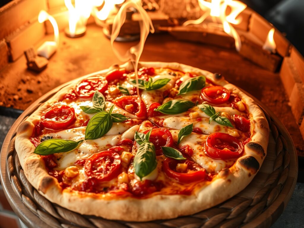 Delicious Gourmet Pizza with Fresh Toppings – free AI stock image