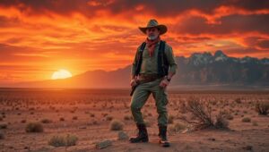 Desert Journey at Sunset – free AI stock image