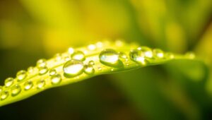Dew Drops on Leaf Reflection – free AI stock image