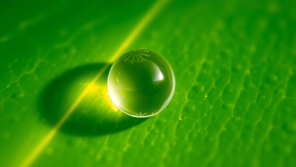 Dewdrop Delight on Leaf Macro – free AI stock image