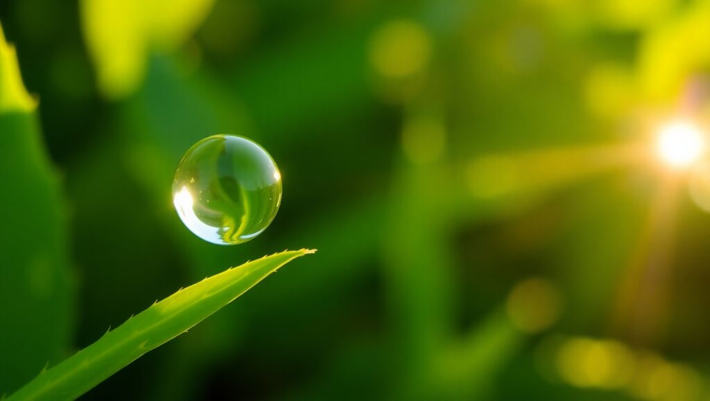 Dewdrop Magic on Leaf Surface – free AI stock image