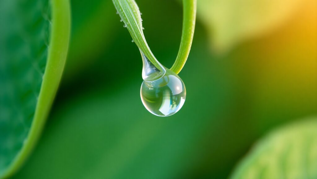 Dewdrop Marvel on Leaf – free AI stock image