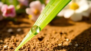 Dewdrop Reflection on Leaf – free AI stock image