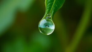 Dewdrop Reflection on Leaf X8t – free AI stock image