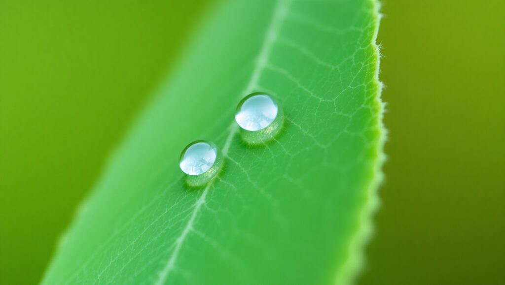 Dewy Leaf: A Macro Perspective – free AI stock image