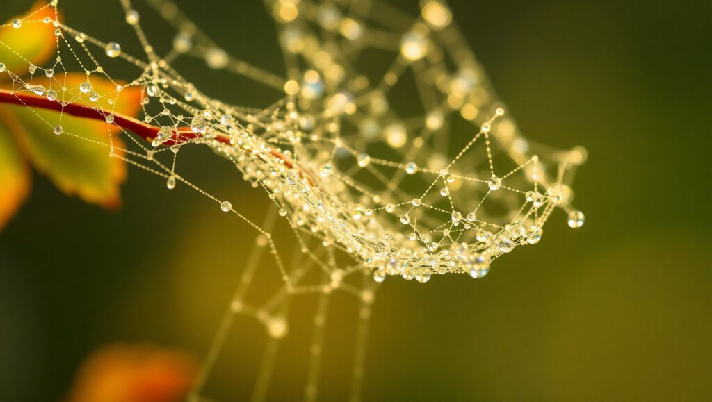 Dewy Spider Silk Macro Magic – free AI stock image